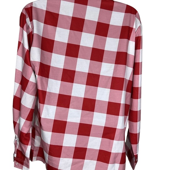MEN'S PLAID RED & WHITE LONG SLEEVED LINEN FEEL SHIRT SIZE XL NWOT - Picture 5 of 5